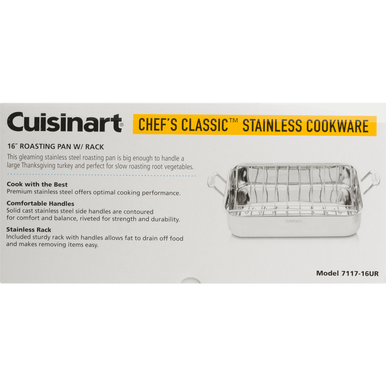 Cuisinart 7117-16UR Chef's Classic 16-Inch Rectangular Roaster with Rack,  Stainless Steel