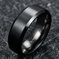 thumbnail image 3 of 8mm Mens Black Wedding Bands Brushed Finish Tungsten Rings with Beveled Edge Size 7, 3 of 6