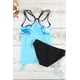 thumbnail image 1 of ABPHQTO Traje de baño tankini con forro estampado floral azul leopardo azul cielo para mujer, 1 of 5