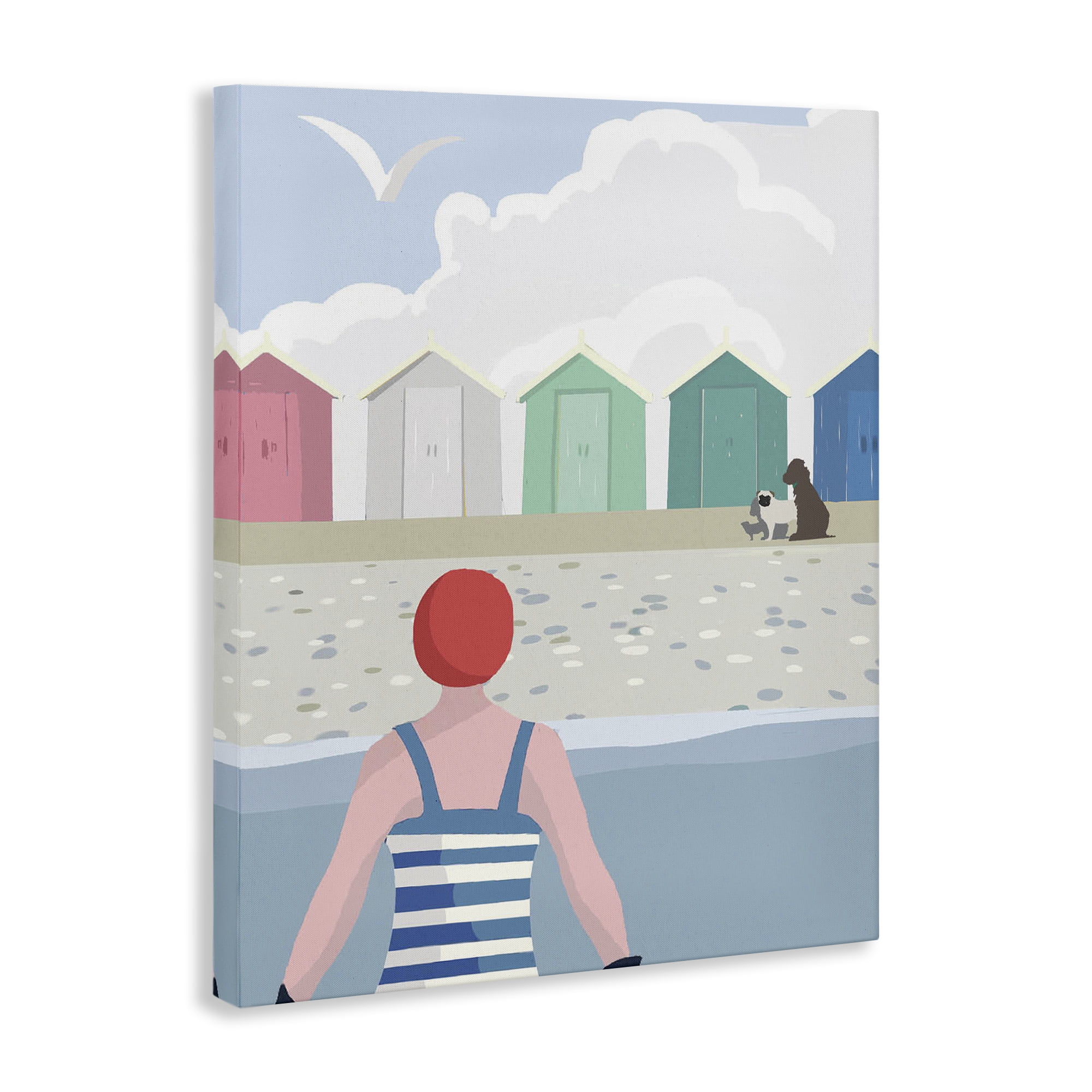 Stupell Industries Beach Huts View Nautical & Beach Painting Wrapped Canvas Art Print Wall Art, 24 x 30