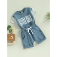 thumbnail image 3 of Bagilaanoe 2pcs Toddler Boy Short Pants Set Short Sleeve Letters Print T-shirt Tops + Shorts 3M 6M 12M 18M 24M 3T Kids Casual Summer Outfits, 3 of 9