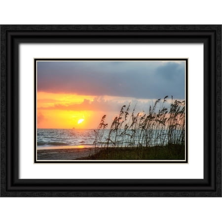 Miller, Anna 32x23 Black Ornate Wood Framed with Double Matting Museum Art Print Titled - Sunrise on Atlantic Beach