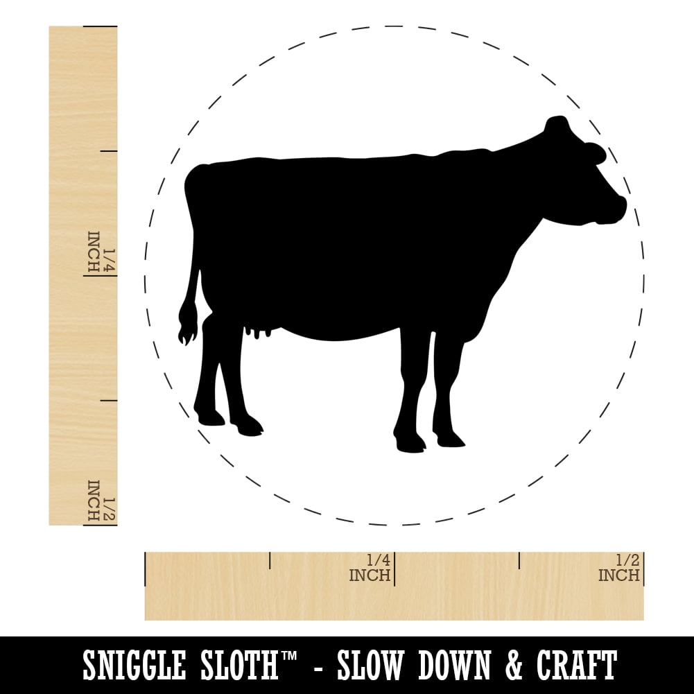Solid Cow Farm Animal Self-Inking Rubber Stamp Ink Stamper - Brown Ink - Mini 1/2 Inch