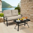 thumbnail image 3 of Gymax Ensemble de Conversation pour Patio 2 Pcs Causeuse et Table Ensemble de Sofa avec Coussins Beiges, 3 of 9