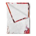 thumbnail image 2 of Santa Soft Flannel Fleece Throw Blanket, Abstract Frame with Xmas Balls and Snowflakes Flying Reindeer Carriage, Cozy Plush for Indoor and Outdoor Use, 50" x 60", Pale Brown Red White, by Ambesonne, 2 of 5