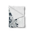 thumbnail image 2 of Anchor Soft Flannel Fleece Blanket, Adventure and Exploration Themed Arrangement with Swirls and Paisley Shapes, Cozy Plush for Indoor and Outdoor Use, 70" x 90", Dark Blue and White, by Ambesonne, 2 of 5
