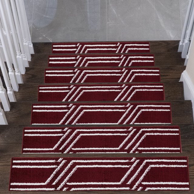 Plaza Collection Contemporary, Cozy, Vibrant and Soft Stair Tread Mats & Rugs, 9'' x 28''