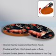 thumbnail image 4 of Christmas 6PCS Round Microfiber Leather Coasters Set, 11x11 cm/4.3x4.3 in, Drink Mats for Table and Absorption, Stylish Beverage Coasters for Home and Office Décor, 4 of 6