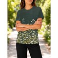 thumbnail image 5 of Women's All-Over Print Tee Shirts Short Sleeve Casual Dark Wild Daisy Meadow Graphic Crewneck Summer Tops, 5 of 6
