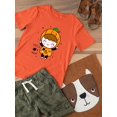 thumbnail image 3 of Halloween Girl W Pumpkin Costume T-Shirt Toddler -Image by Shutterstock,  4 Toddler, 3 of 4
