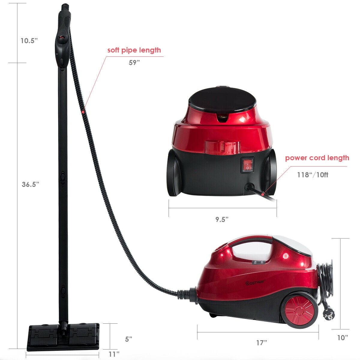 Costway 2000W Heavy Duty Steam Cleaner Mop MultiPurpose W/19
