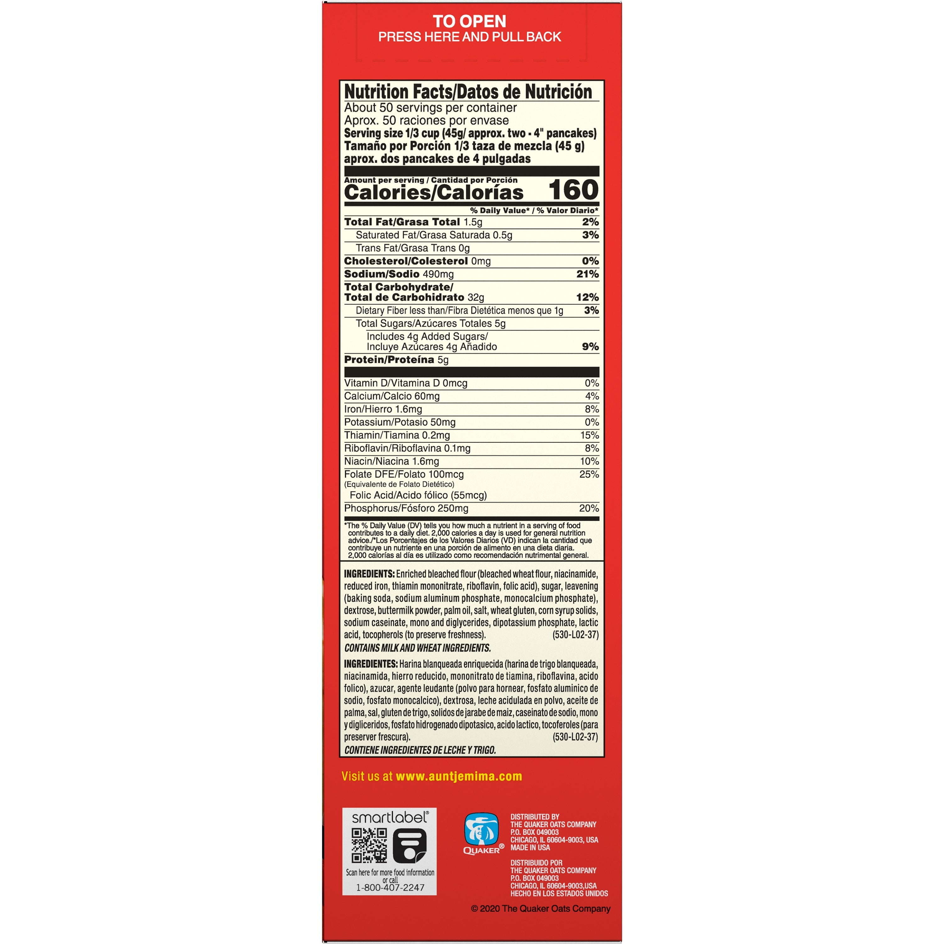 Aunt Jemima Buttermilk Complete Pancake &amp; Waffle Mix 80 oz. Box