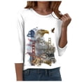thumbnail image 4 of vigerkar 250 Anniversary USA 3/4 Sleeve Shirt for Women 250th Patriotic Shirts Casual American Flag and Stars Print Shirt (White, 3XL), 4 of 8