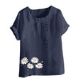 thumbnail image 4 of Sexlip Womens Swimsuit Set Fruit Embroidery Cover Up Design Asymmetric Hem Short Sleeve Casual Silhouette Breathable Fabric for Casual Beach Days Blue XXXXXL, 4 of 4