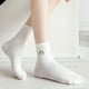 thumbnail image 5 of Calcetines deportivos hasta media pantorrilla calcetines de algodón medias blancas otoño e invierno calcetines bordados para mujer, 5 of 6