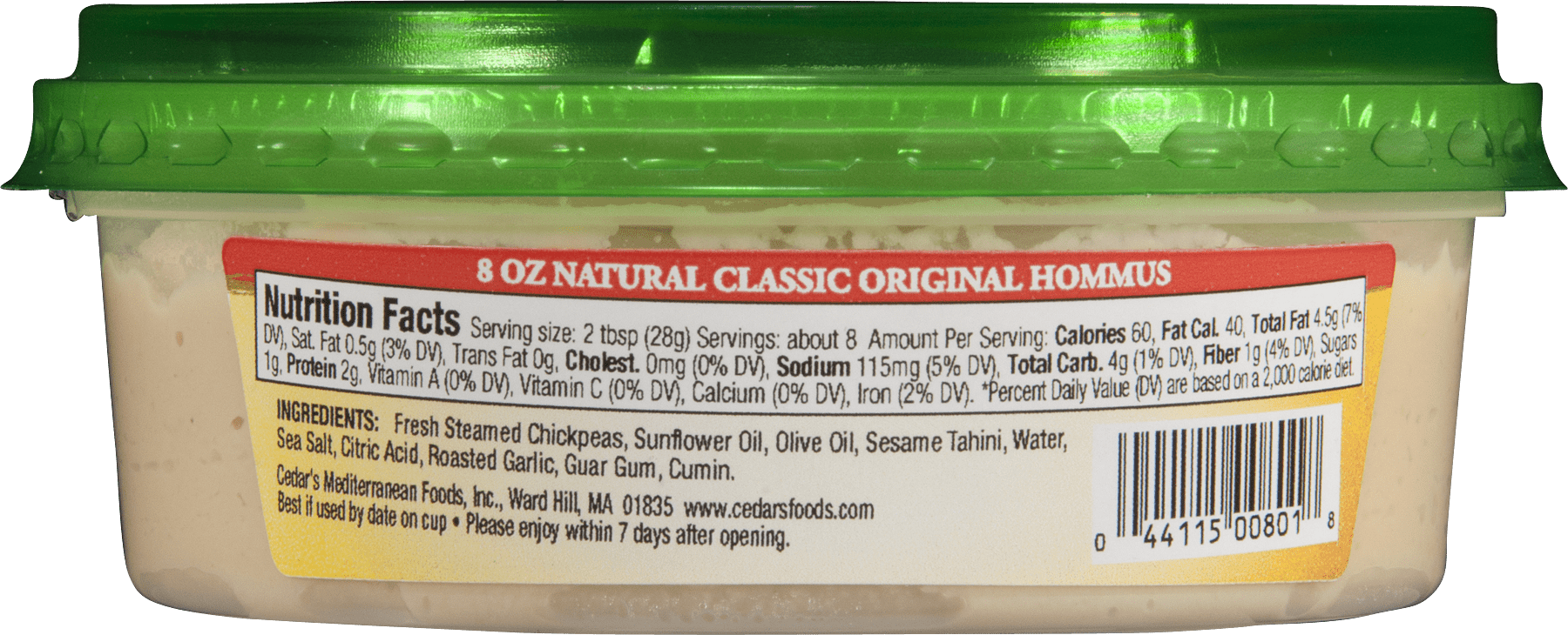 Cedar Hummus Nutritional Information Nutrition Ftempo