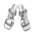 thumbnail image 3 of Sandalias de tacón WAYDERNS Silver para mujer, punta abierta, tacón de 9 cm, 3 of 8