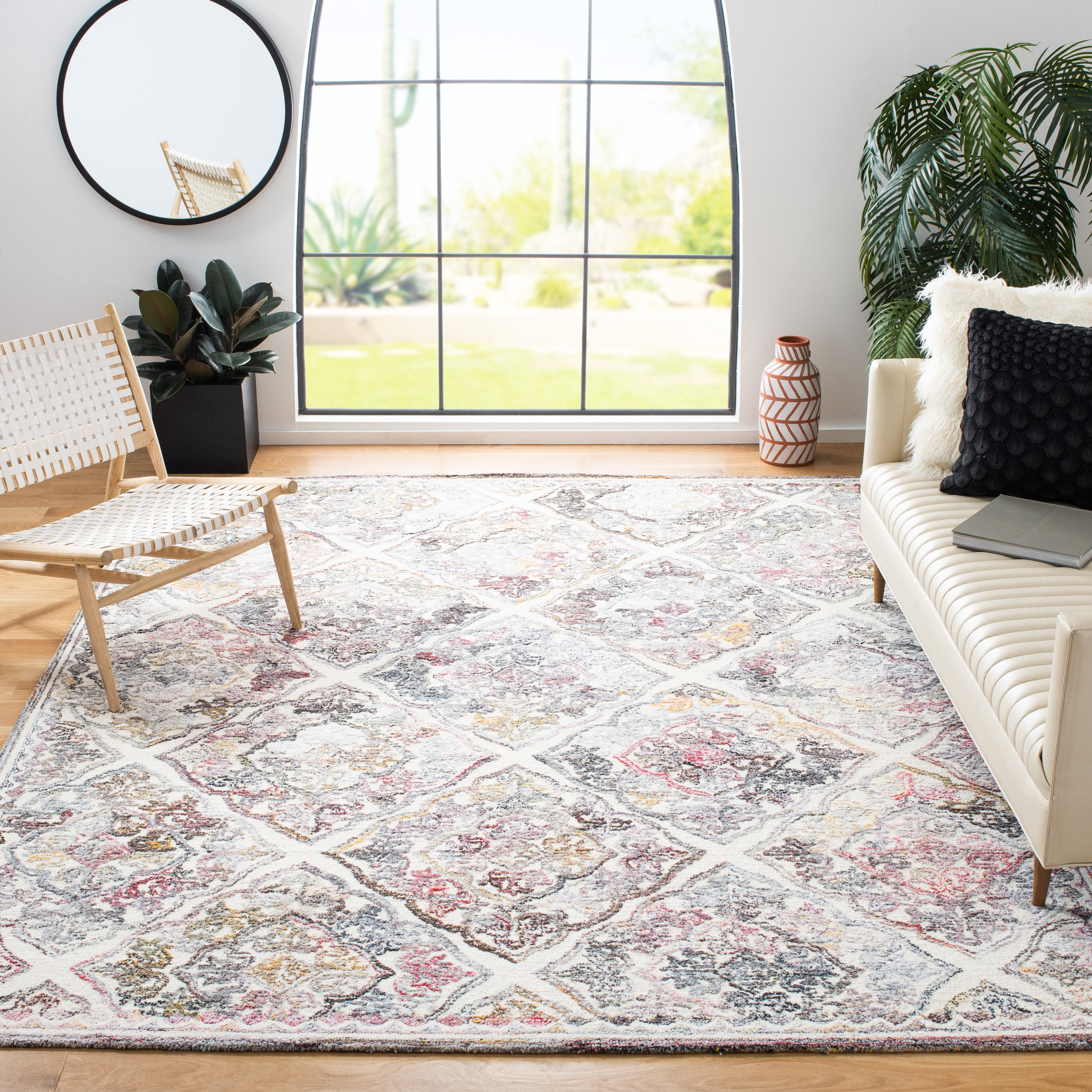 SAFAVIEH Micro-Loop Hudson Medallion Area Rug, Grey/Ivory, 9' x 12'