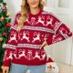 thumbnail image 5 of Puntoco-suéter recreativo con estampado navideño para mujer, suéter tejido con cuello redondo, tops de manga larga, liquidación navideña Puntoco Puntoco-3932, 5 of 9