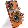 thumbnail image 1 of Funda Brillante con Soporte Magnético Changjia para iPhone 17 Pro Max, Compatible con MagSafe, Bling Resplandeciente con Protector de Cámara y Espejo de Maquillaje para Mujeres y Niñas, Color Naranja, 1 of 8