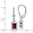 thumbnail image 2 of 925 Sterling Silver 7x5 Garnet Leverback Earrings Drop Dangle, 2 of 6