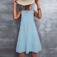 thumbnail image 2 of Vestido con gradas con cuello redondo para mujer, vestido sin mangas con dobladillo suelto, informal, elegante, liso, para fiesta, vida diaria, azul M, 2 of 6