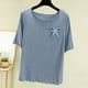 thumbnail image 1 of Pijama de manga corta para mujer, cuello redondo, color liso, informal, fino, interior, para el hogar, de poliéster, 1 of 3