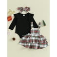 thumbnail image 3 of Newborn Baby Girl Clothes 3M 6M 12M 18M 24M Spring Autumn Clothing Sets Long Sleeve Bodysuit+Plaid Suspender Skirt Headband Clothes Xmas Outfits, 3 of 10