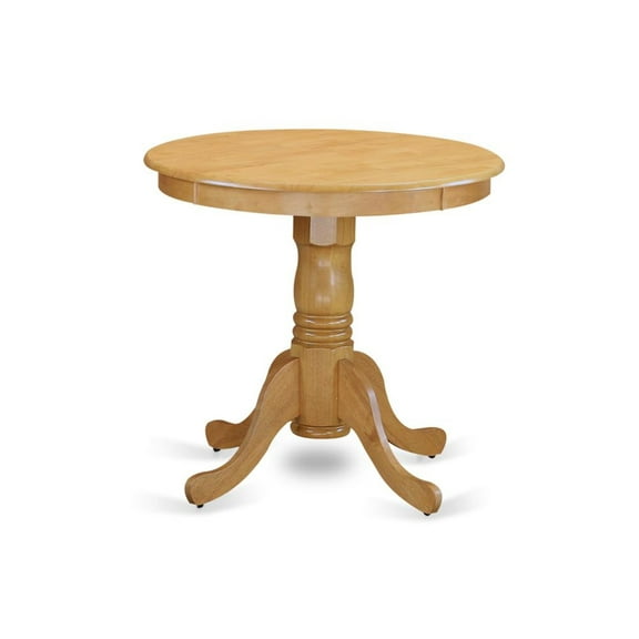 East West Furniture Eden Round Rubber Wood Dining Table in Oak