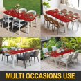 thumbnail image 5 of Red Christmas Table Cloths for 4 Foot Rectangle Tables, Xams Tree Winter Poinsettia Pine Cones Patio Waterproof Elastic Fitted Tablecloths, Washable Rectangular Table Cover for Camping, 5 of 8