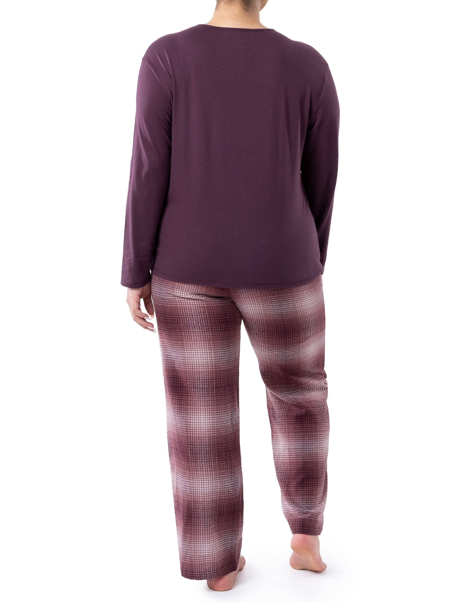 Wrangler Women's & Women's Plus Long Sleeve Top and Flannel Pajama Bottom, 2-Piece Set