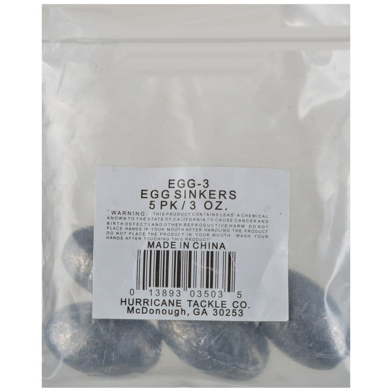 South Bend Large Egg Sinkers Fishing Weights Terminal Tackle, 3 oz., 5-pack  
