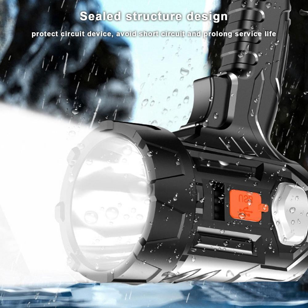 Rechargeable Spotlight Flashlight with Solar Panels, 3000 Lumen Outdoor Handheld Spot Lights and Flood Light and 3 Colors Lenses for Boating Hunting and Camping