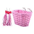 thumbnail image 1 of S SERENABLE Bike Basket Detachable with 2 Ribbons Front Basket for Picnic Riding Pink Basket, 1 of 9