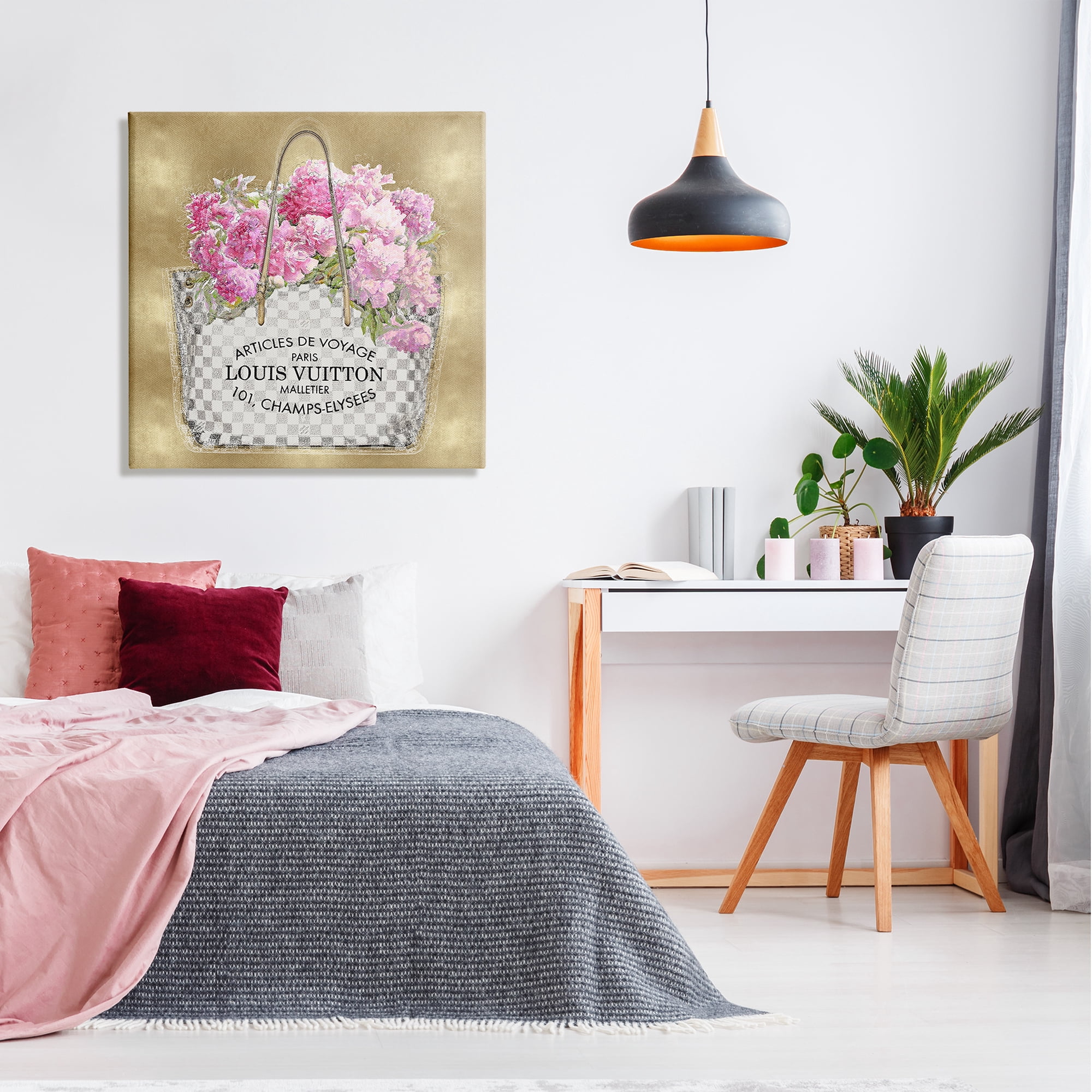 Stupell Industries Glam Peony Purse Botanical & Floral Painting Gallery Wrapped Canvas Art Print Wall Art, 30 x 30