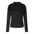 thumbnail image 5 of Tops for Women Trendy Viikei Womens Hoodies Sweatshirts,Tops for Women Clearance Sale,Ladies' Casual Solid Color Hollow Round Neck Pullover Long Sleeved Top Black S, 5 of 5