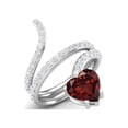 thumbnail image 2 of 7MM Heart Shape Wrap Bypass Ring Natural Garnet 925 Silver Women Rings, 2 of 3