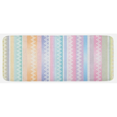 

Abstract Kitchen Mat Vertical Pastel Soft Tone Lines with Zigzags Modern Graphic Print Plush Decorative Kitchen Mat with Non Slip Backing 47 X 19 Multicolor by Ambesonne