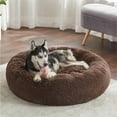 thumbnail image 4 of Calming Dog Bed Medium Large Size Dogs - Donut Washable Large Pet Bed, 33 inches Anti-Slip Round Fluffy Plush Faux Fur Dog Bed, Camel, 4 of 4