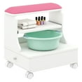 thumbnail image 6 of Advwin Pedicure Foot Rest with Storage, PU Cushion, Pull-Out Tray & Locking Wheels, Professional Mobile Pedicure Cart Foot Bath Trolley for Salon, Massage & Home Use, White+Pink, 6 of 13