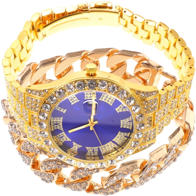 KAKOWELY 1 juego de pulsera de reloj con diamantes de imitación para hombre, delicado juego de pulsera de reloj de negocios para hombre.