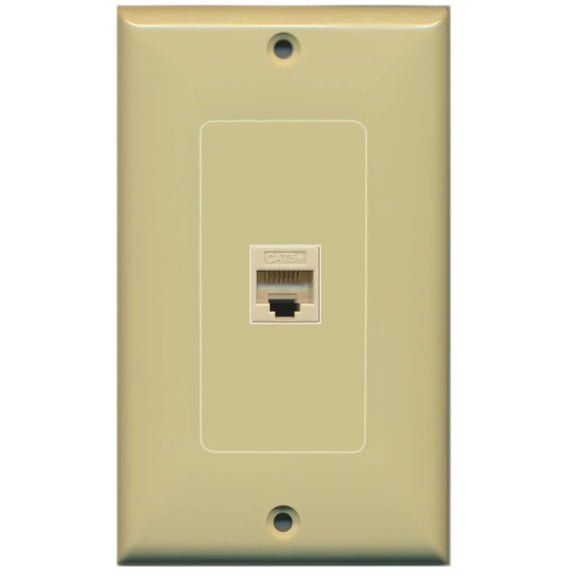 RiteAV - New Single Port Decorative Network Wall Plate - (Tooless) F/F - Ivory