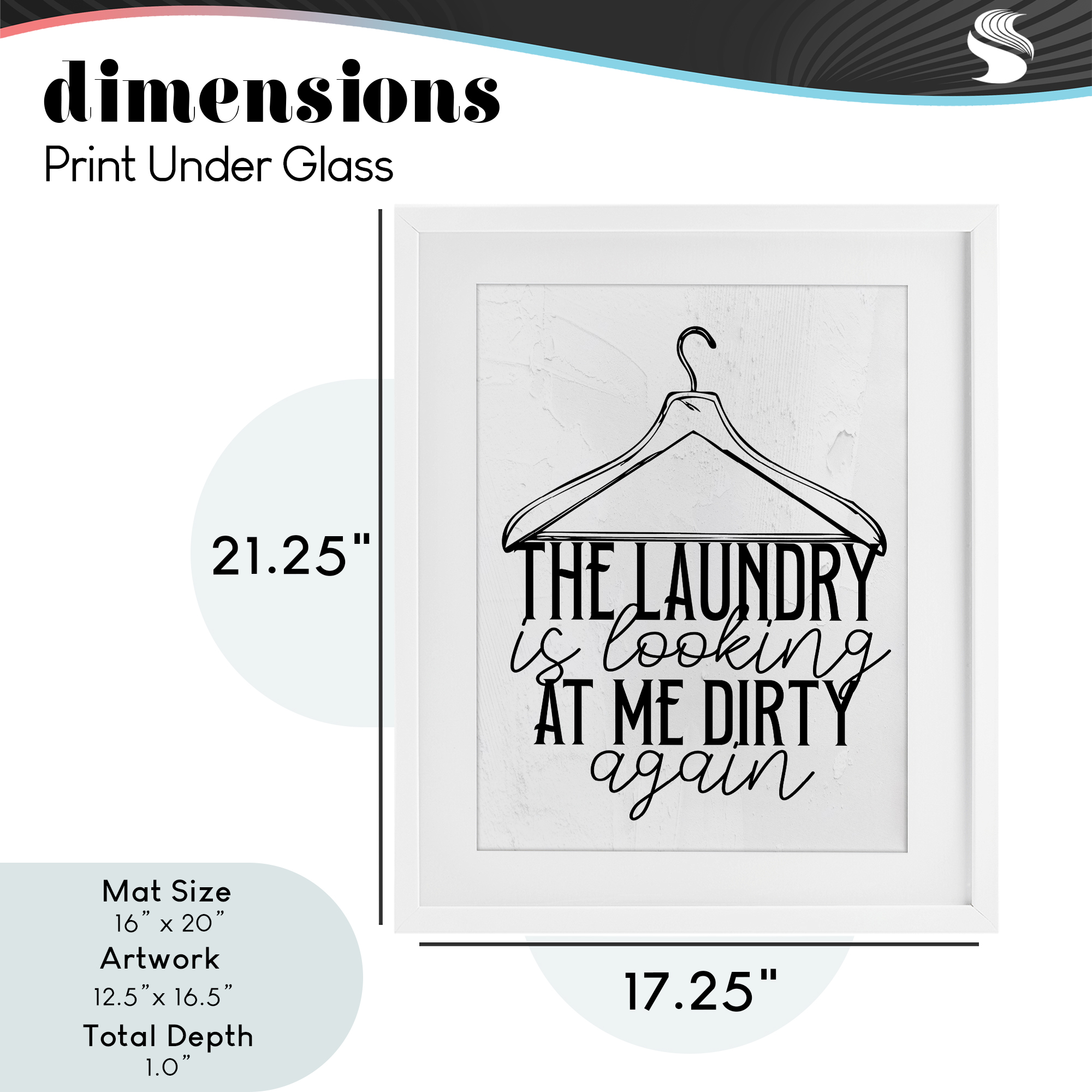 Laundry Is Looking At Me Dirty White Framed Print Under Glass, design by Kim Allen