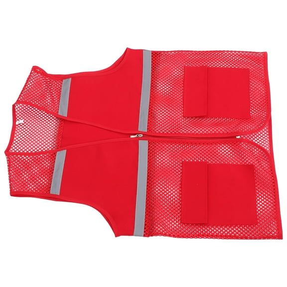 OUNONA Red Reflective Safety Vests with Pockets and Zipper High Visibility Work Vest for Garbage Men and Construction Workers XXXL