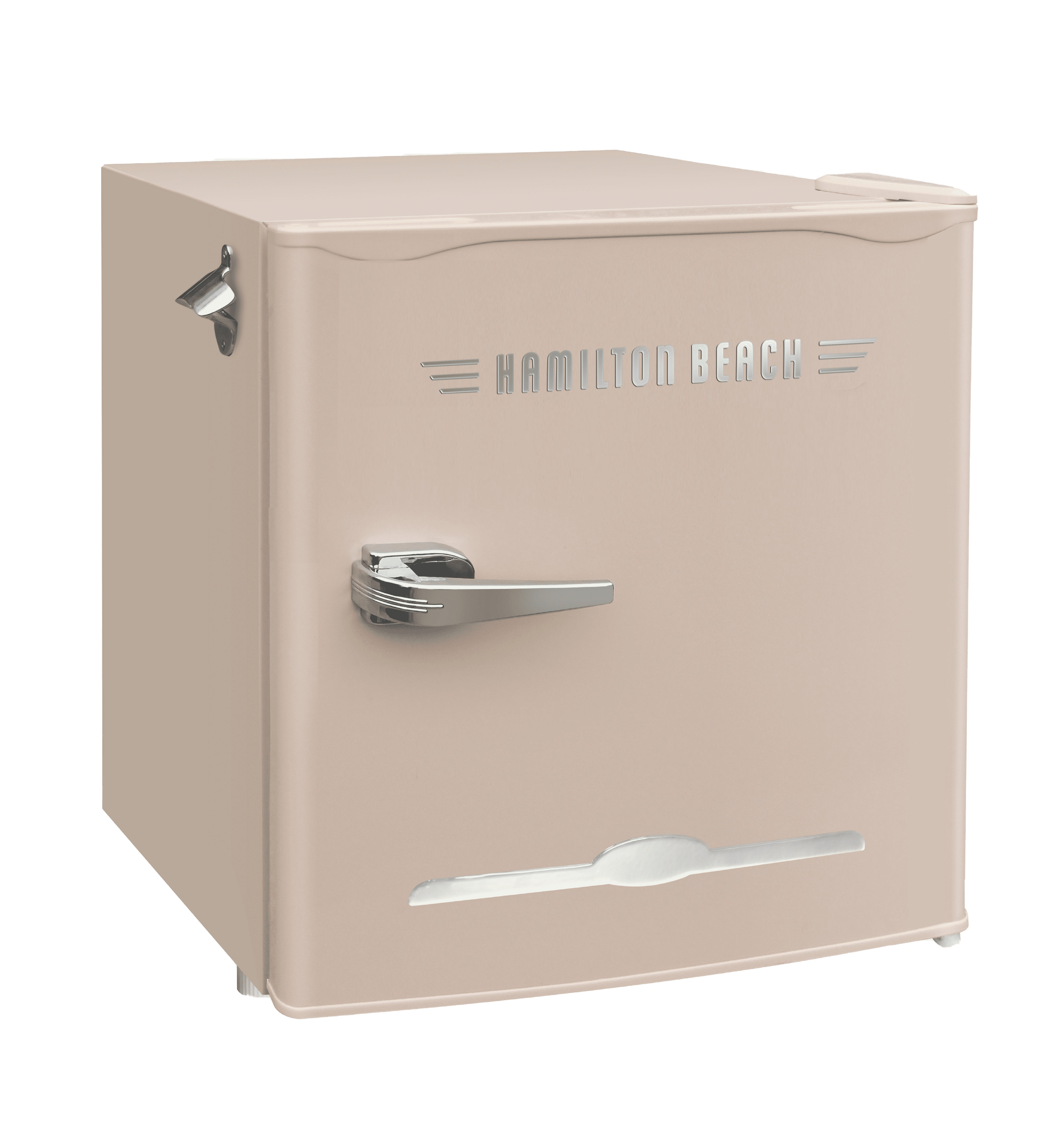 Hamilton Beach 1.6 Cu. Ft. Retro Refrigerator With Built-In Side Bottle Opener, 2 Liter Door Basket, Coral, HBF1600