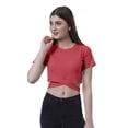 thumbnail image 2 of Moomaya Haut à Ourlet Croisé pour Femmes Manches Courtes Col Rond Tee-Shirt Blouse, 2 of 6