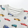 thumbnail image 2 of Toddler Baby Boy Clothes Cartoon Car Pattern Long Sleeve Tops and Long Pants Set Fall Sweatsuits Outfits Gray 6-9 Months, 2 of 6