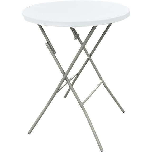 32in Cocktail Table, no Assembly Required, High Top Bistro Round Plastic Folding Table, Foldable Portable Bar Height Tables, Indoor Outdoor for Party Banquet Wedding Picnic Dining Camping, White