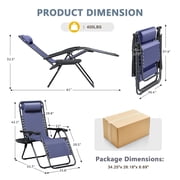 Lacoo 2 Zero Gravity Chair Patio Outdoor Foldable Lawn Lounge Chair Reclining Chair with Adjustable Pillow for Graden, Patio,Beach , Blue