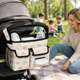 thumbnail image 6 of Universal Stroller Organizer, Stroller Caddy with Detachable Strap& Heightened Insulated Cup Holders & Non-slip Secure Hooks Accessories, Fits Most Strollers, 3 Ways to Carry, 6 of 6
